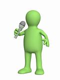 3d puppet, singing with a microphone