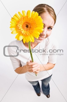 Woman holding flower