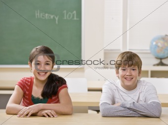 Students at desk in classroom