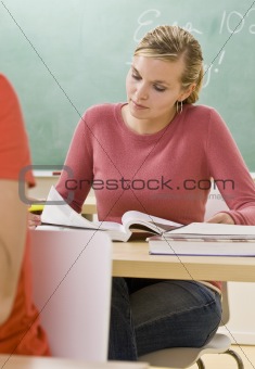 Student studying in classroom