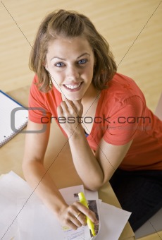 Student studying at desk