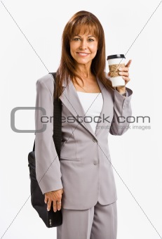 Businesswoman drinking coffee