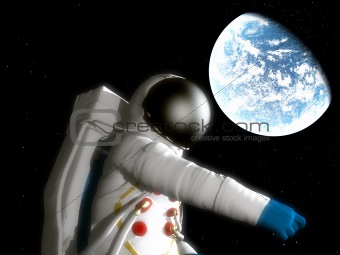 Spaceman With Alien Planet