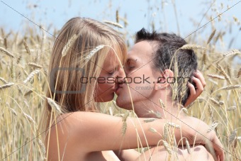 A beautiful couple in wheat field