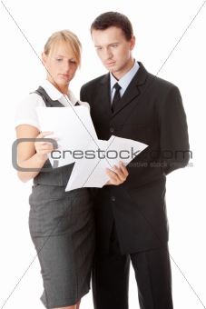 Young attractive business people