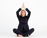 Businesswoman doing relaxation exercises 