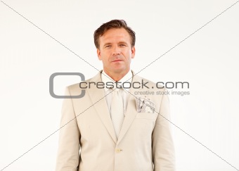 Confident businessman with dollars in his pocket 