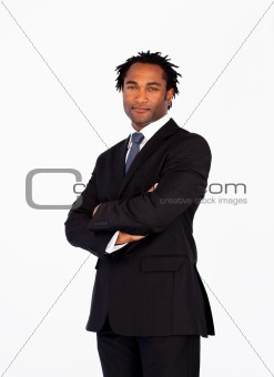 Young afro-american businessman with crossed arms