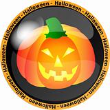  halloween button with a pumpkin
