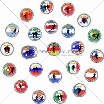 illustration of a set of WM soccer buttons
