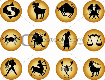 set of zodiac buttons