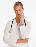 serious female doctor looking at camera