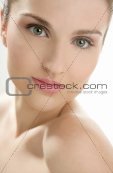 Portrait of young beautiful woman at studio