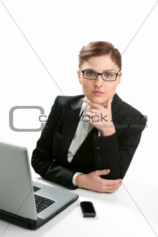 Businesswoman portrait isolated on white