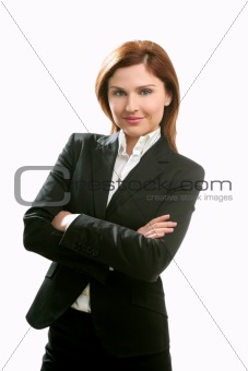 Businesswoman portrait isolated on white