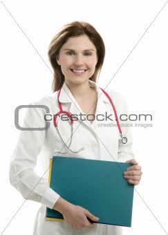 Doctor woman isolated on white