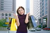 Shopper woman shopping on the city