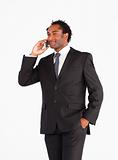 Young businessman talking on the phone 