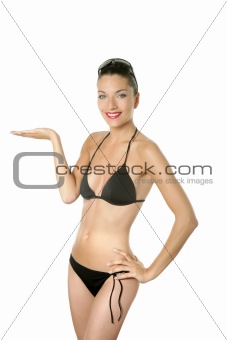 Elegant beautiful woman with black bikini