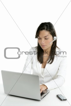 Beautiful businesswoman with headset