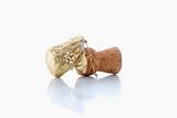 close-up of a champagne cork isolated on white background