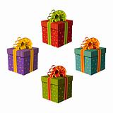 Colorful gift boxes with beautiful ribbons