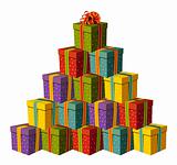 Gift boxes forming a Christmas tree