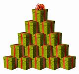 Gift boxes forming a Christmas tree