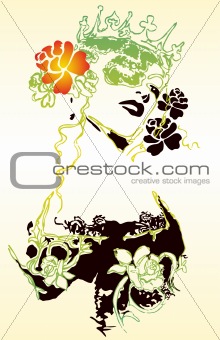 Fancy woman and flower illustration