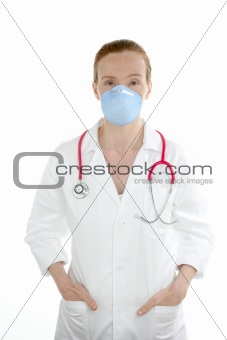 Doctor isolated on white, beautiful nurse woman