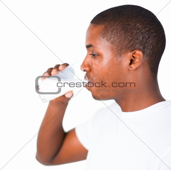 Man drinking a glass of Milk