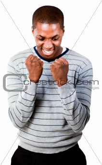 Young man with fists Clenched 