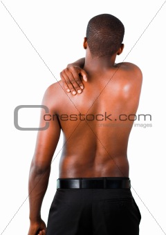 Muscular man with backpain