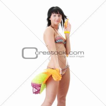 Young woman in colorfull bikini