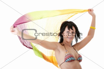 Young woman in colorfull bikini