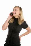 Blond beautiful woman talking with mobile phone