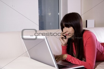 Woman using calling on the phone