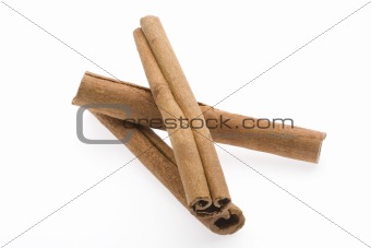 Cinnamon sticks on white