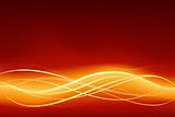 Glowing abstract wave background in flaming red gold