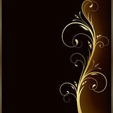 Elegant dark background with golden floral design elements
