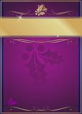 Exotic Purple and Blue Holly and Flourish Adorned Christmas Card or Tag.