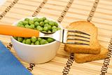 Spartan diet - peas in a bowl and toast