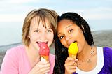 Girls having ice cream