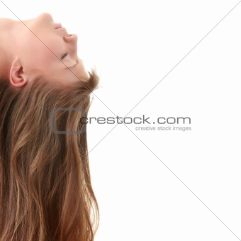 Female face with long beauty hair