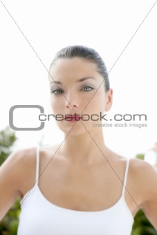 Clean beautiful woman outdoor portrait