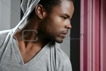 African american man with gray hood