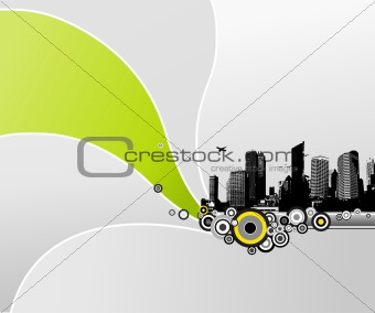 City with abstract background. Vector