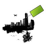 City with green tag. Vector