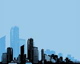 City with blue background. vector 