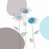 Illustration with simple flowers. Vector art